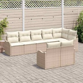 Kerti Kanapé Szett párnával 8 pcs Bézs és fehér Poli rattan