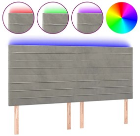 világosszürke bársony LED-es fejtámla 180x5x118/128 cm