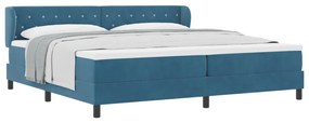 Boxspring Ágy Matraccal Sötétkék 200x200 cm Bársony