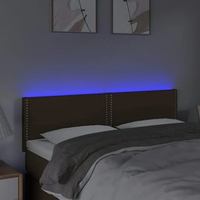 sötétbarna szövet LED-es fejtámla 144x5x78/88 cm