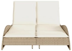 Bézs polyrattan napozóágy párnákkal 114x205x73 cm