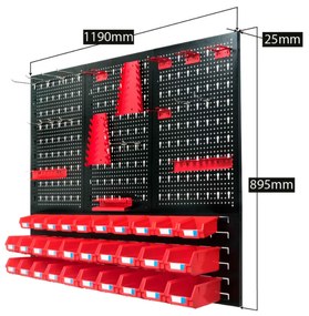 Fém szerszámtartó fal 120x90cm + 30 doboz
