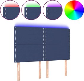 vidaXL kék szövet LED-es fejtámla 144x5x118/128 cm
