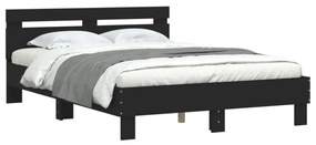 fekete szerelt fa ágykeret fejtámlával 135 x 190 cm