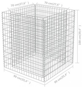 horganyzott acél gabion magaságyás 90 x 90 x 100 cm