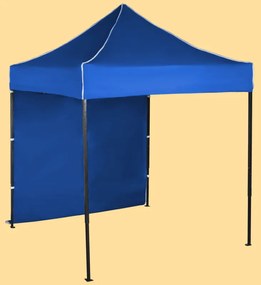 Gyorsan összecsukható sátor 2x2m – acél, Kék, 1 oldalfal