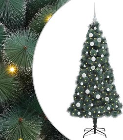 vidaXL Műfenyő LED világítással és dísz golyó készlettel Zöld 150 cm