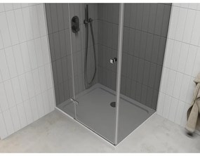 Mexen Roma, zuhanykabin csuklós ajtóval 100 (ajtó) x 120 (fal) cm, 6mm szürke üveg, króm profil + vékony zuhanytálca fehér + króm szifon, 854-100-120…