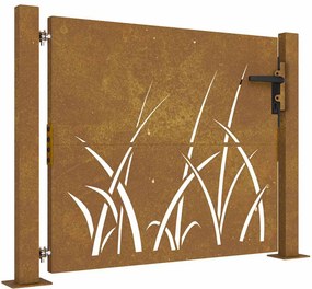vidaXL Corten acél kerti kapu 100x75 cm, fűmintás