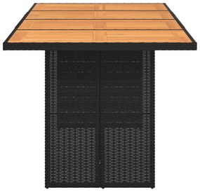 fekete polyrattan akácfa lapos kerti asztal 190 x 80 x 74 cm