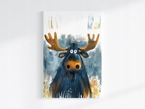Poszter Vicces Portré Kék Jávorszarvas Rénszarvas Felszarvazott 80x120