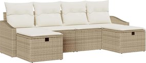 vidaXL Kerti Kanapé Szett párnával 6 pcs Bézs Poli rattan