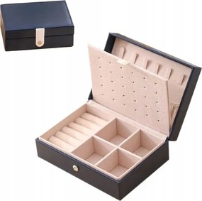 Ékszerdoboz Sötétkék Stílusos Rendszerező Három Szint