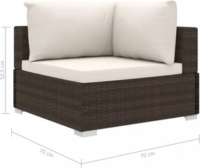 11 részes barna polyrattan kerti bútorszett párnákkal