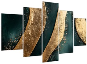 Kép - Zöld absztrakció arannyal I. (150x105 cm)