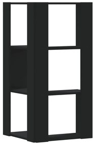 3 szintes fekete szerelt fa sarok könyvespolc 50 x 50 x 102 cm