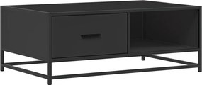 vidaXL fekete szerelt fa és fém dohányzóasztal 90 x 57 x 35 cm