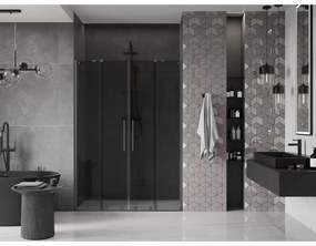 Mexen Velar Duo, tolózuhanyajtó nyitáshoz 160 cm, 8 mm szürke üveg, polírozott grafit, 871-160-000-42-95
