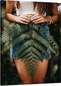 Vászonkép Botanika Nő levéllel 50x70