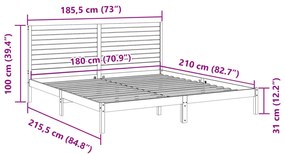 fehér tömör fa extra hosszú ágykeret matrac nélkül 180 x 210 cm