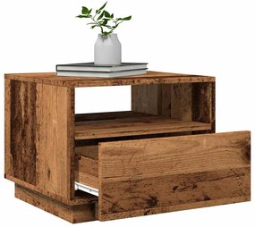 antik fa színű dohányzóasztal LED-lámpákkal 50 x 49 x 40 cm