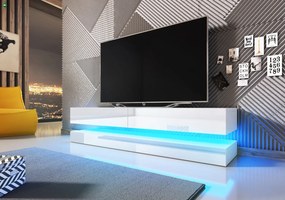 FLY 140 LE TV komód fehér/fehér magasfényű, LED világítással