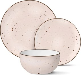 Ebédlő Porcelán 12DB-OS Tányér Szett 4 Személyes Rózsaszín Pöttyös