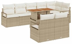 vidaXL Kerti Kanapé Szett párnával párnával 9 pcs Beige és krém