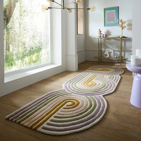 Zöld kézi szövésű gyapjú futószőnyeg 80x300 cm Spiral Shaped – Flair Rugs