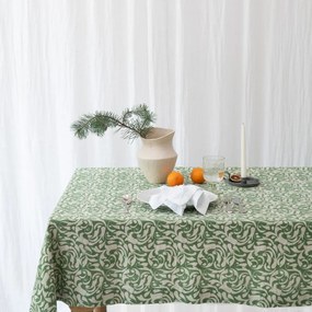 Len asztalterítő 140x300 cm Evergreen Damask – Linen Tales