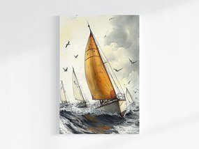 Vászonkép Canvas Sport Tenger Verseny Regatta Vitorlás Sirály Hullámok 40x60