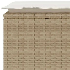 bézs polyrattan kerti pad párnával 110x40x44 cm