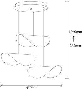 Sivani MR-964 fehér-arany fém függőlámpa, Ø45 cm, 3 izzós