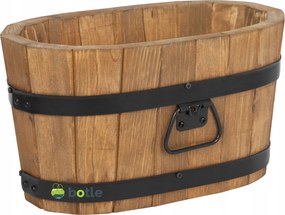 Fa virágtartó virágágyás 40 cm tölgy ovális kültéri terasz erkély kert