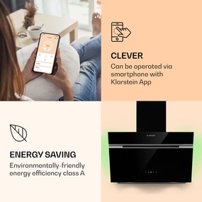 Klarstein Alina 60 Smart, páraelszívó, 60 cm, 600 m³/ó, LED háttérvilágítás, üveg előlap