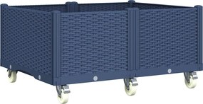 vidaXL kékszürke polipropilén rácsos kerekes ültetőláda 100 x 80 x 54 cm