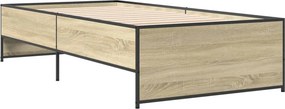 vidaXL sonoma tölgyszínű szerelt fa és fém ágykeret 100 x 200 cm
