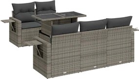 vidaXL 6 részes szürke polyrattan kerti ülőgarnitúra párnákkal