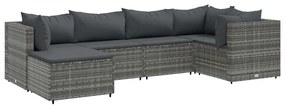 6 részes szürke polyrattan kerti ülőgarnitúra párnákkal