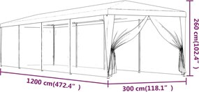 Kék HDPE rendezvénysátor 10 hálós oldalfallal 3 x 12 m