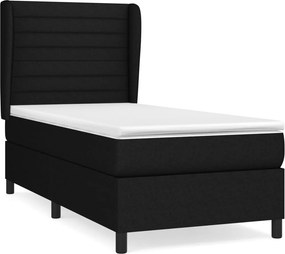 vidaXL fekete szövet rugós ágy matraccal 80 x 200 cm