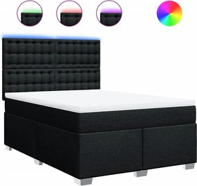 vidaXL fekete szövet rugós ágy matraccal 160x200 cm