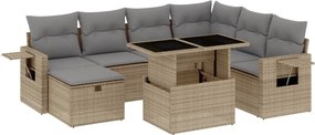 vidaXL 8 részes bézs polyrattan kerti ülőgarnitúra párnával
