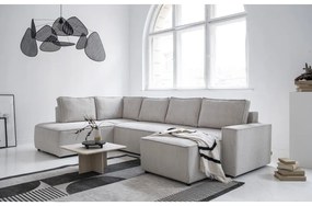 Fehér kordbársony kinyitható sarokkanapé (bal oldali-U alakú) Brave Dave – Miuform