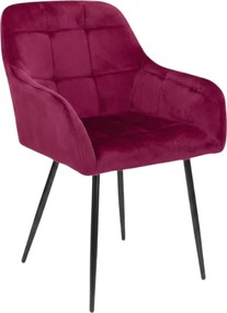 Sötét rózsaszín LOREN VELVET étkezőfotel fekete lábakkal