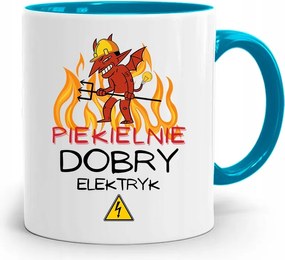 Kék Bögre Ajándék Pokoli Villanyszerelőnek fényképes nyomtatással