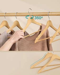 SONGMICS fa vállfa szett, 30 darabos csomag világos bézs színben