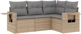 vidaXL 4 részes bézs polyrattan kerti ülőgarnitúra párnákkal