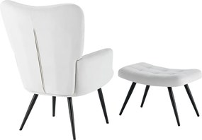 Fotel lábtartóval, világos szürke Velvet szövet/fekete, HABEN