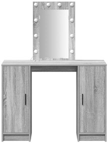 LED-es sminktükör Szürke Sonoma 102x33x135 cm